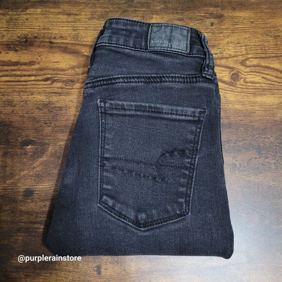 American Eagle Jeans 0 R Jegging Hi Rise Next Level Stretch Black Wash Denim - Picture 3 of 13